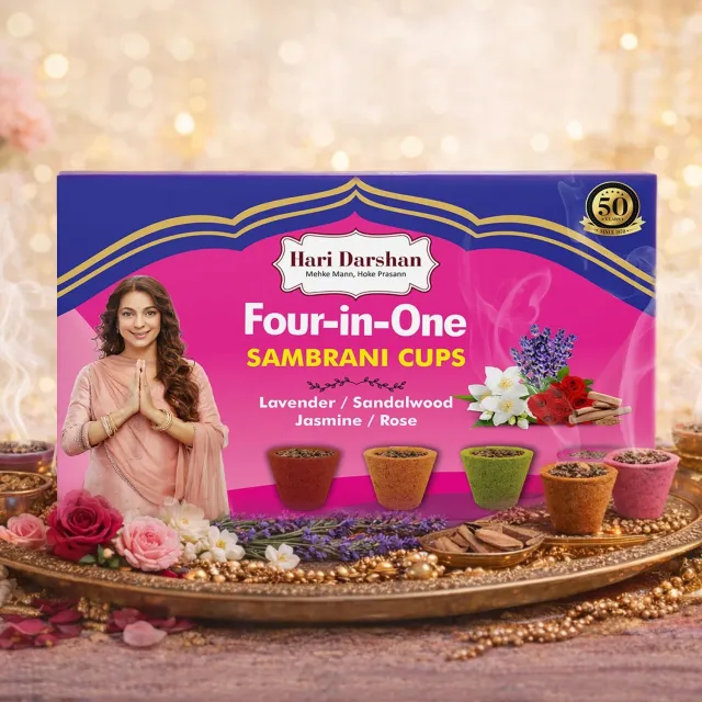 Hari Darshan 4 in 1 Sambrani Cups copos de dhoop pack 24